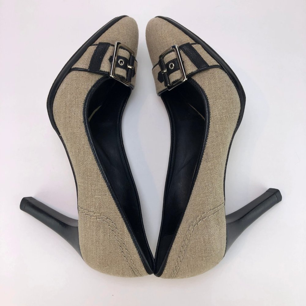 BANANA REPUBLIC neutral pump black leather trim - SZ 7.5 - Picture 7 of 11